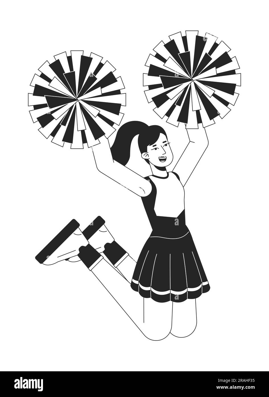 Cheerleader girl jumping flat line color vector character Stock Vector  Image & Art - Alamy