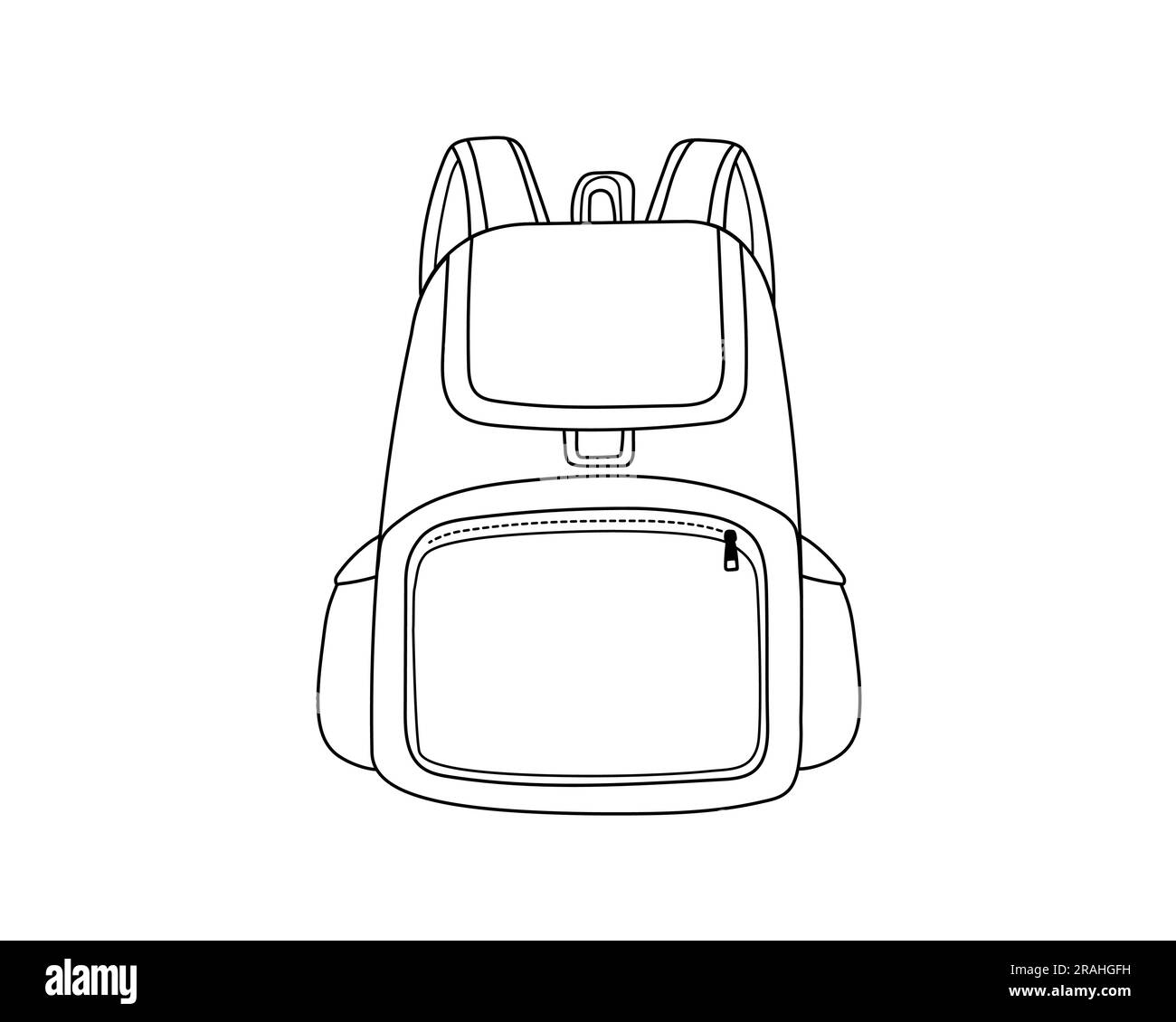 School backpack in simple line style.Vector illustration Stock Vector