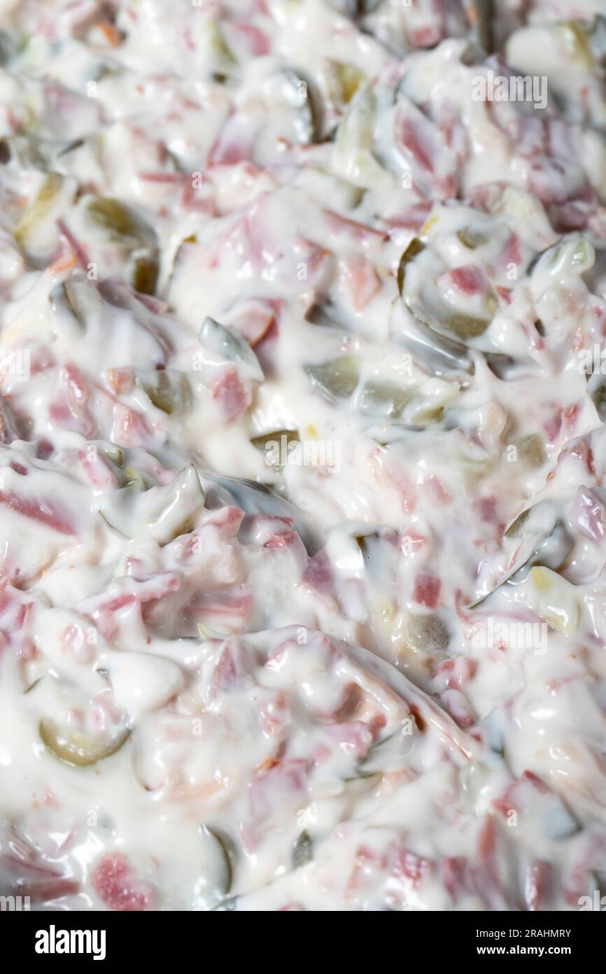 Italian salad with mayonnaise. Healthy appetizers. food background