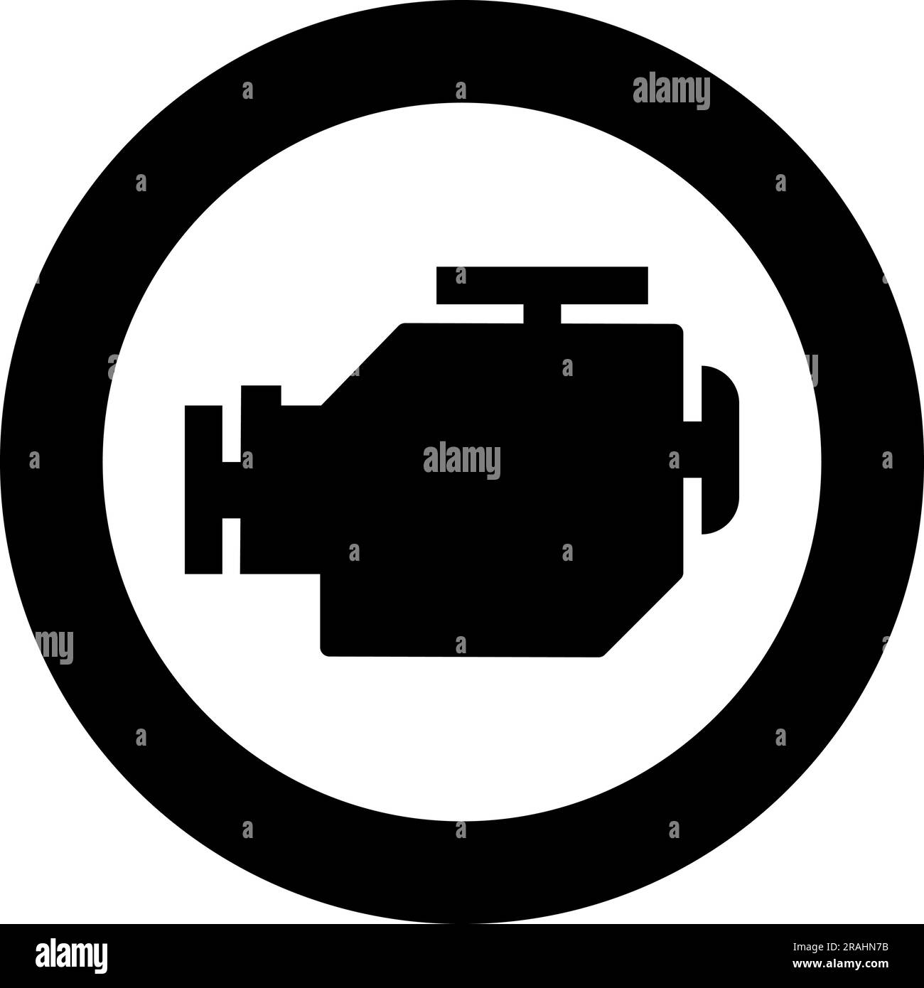 Symbol engine car icon in circle round black color vector illustration