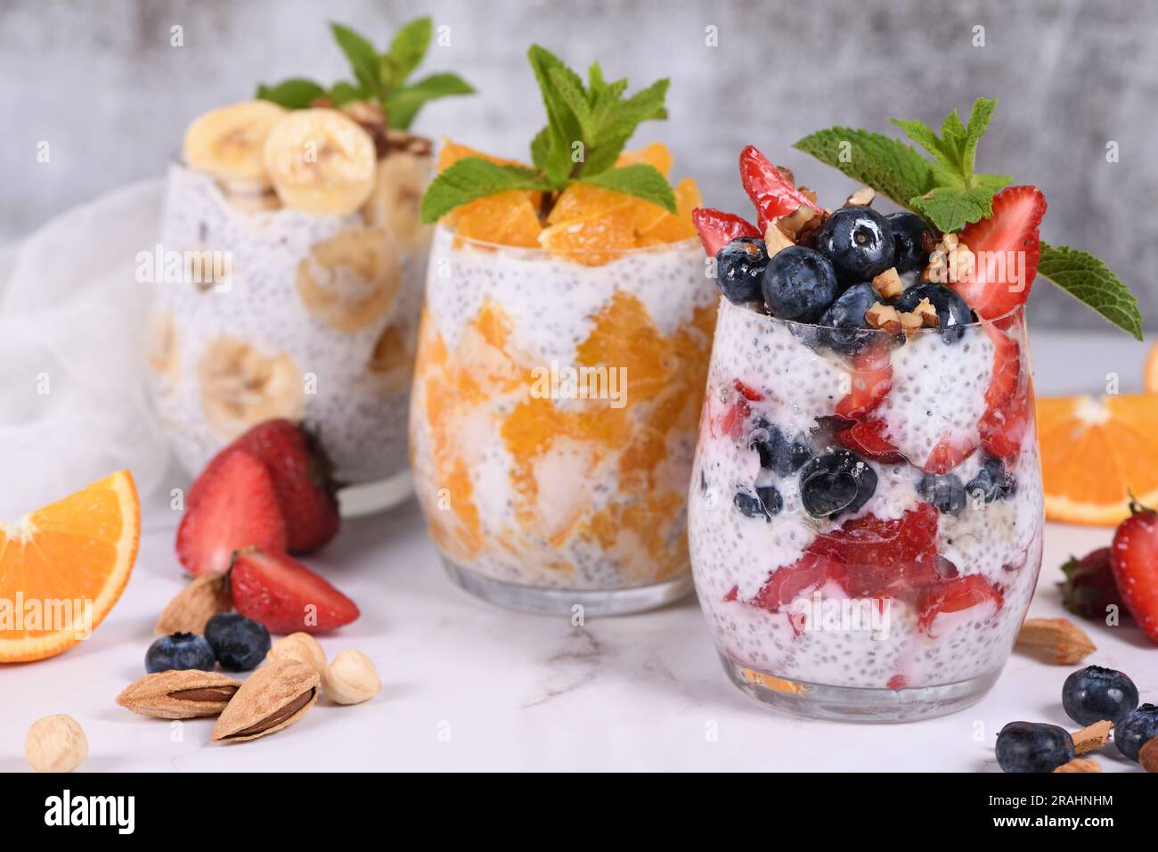 This Chia Pudding is made with Greek Yogurt and pieces of fruit and