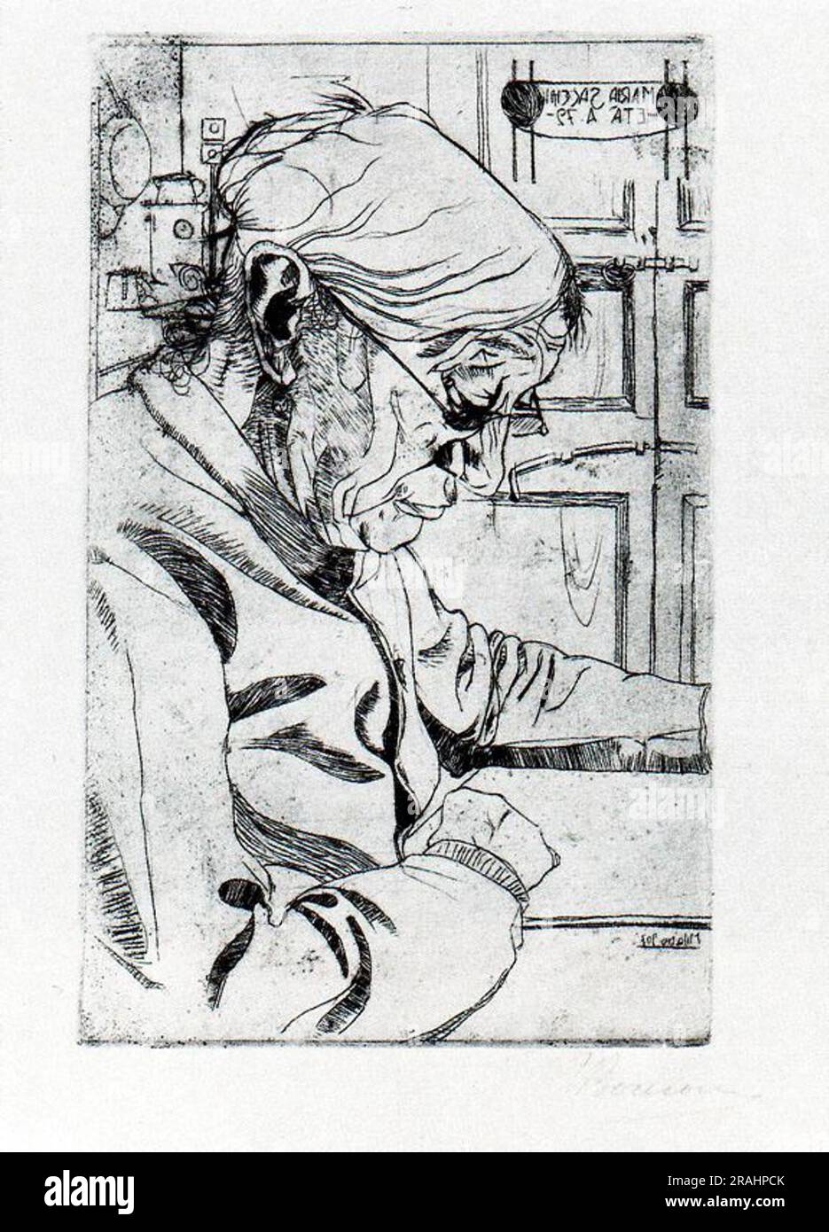 María Sacchi Reading 1907; Venice, Italy by Umberto Boccioni Stock