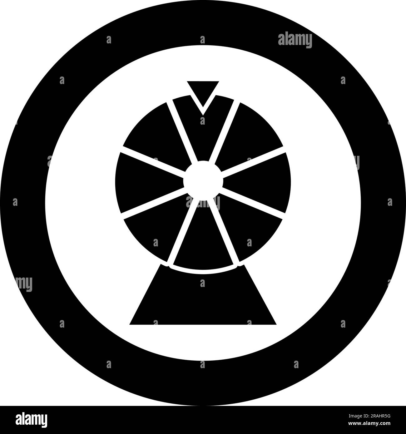 Fortune wheel drum lucky spin game casino gambling winner roulette icon in circle round black color vector illustration image solid outline style Stock Vector