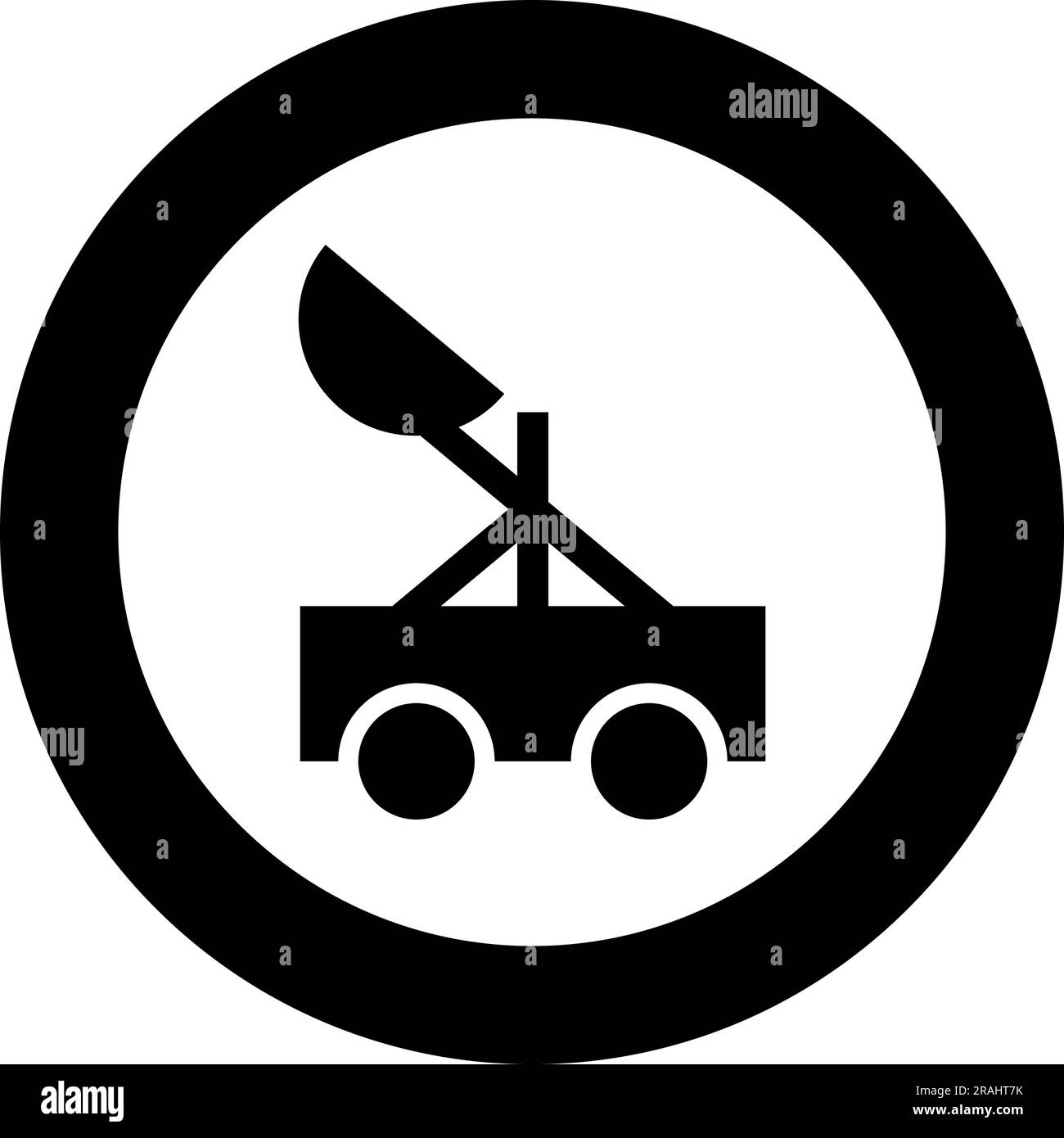 Catapult medieval siege ejection seat icon in circle round black color vector illustration image solid outline style simple Stock Vector