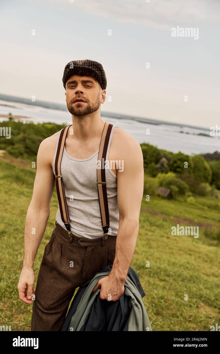 Newsboy cap and suspenders hotsell