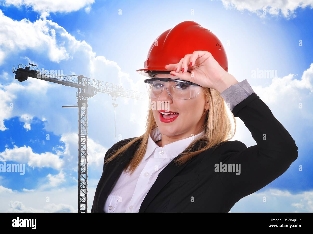 Woman worker industry helmet hi-res stock photography and images - Alamy
