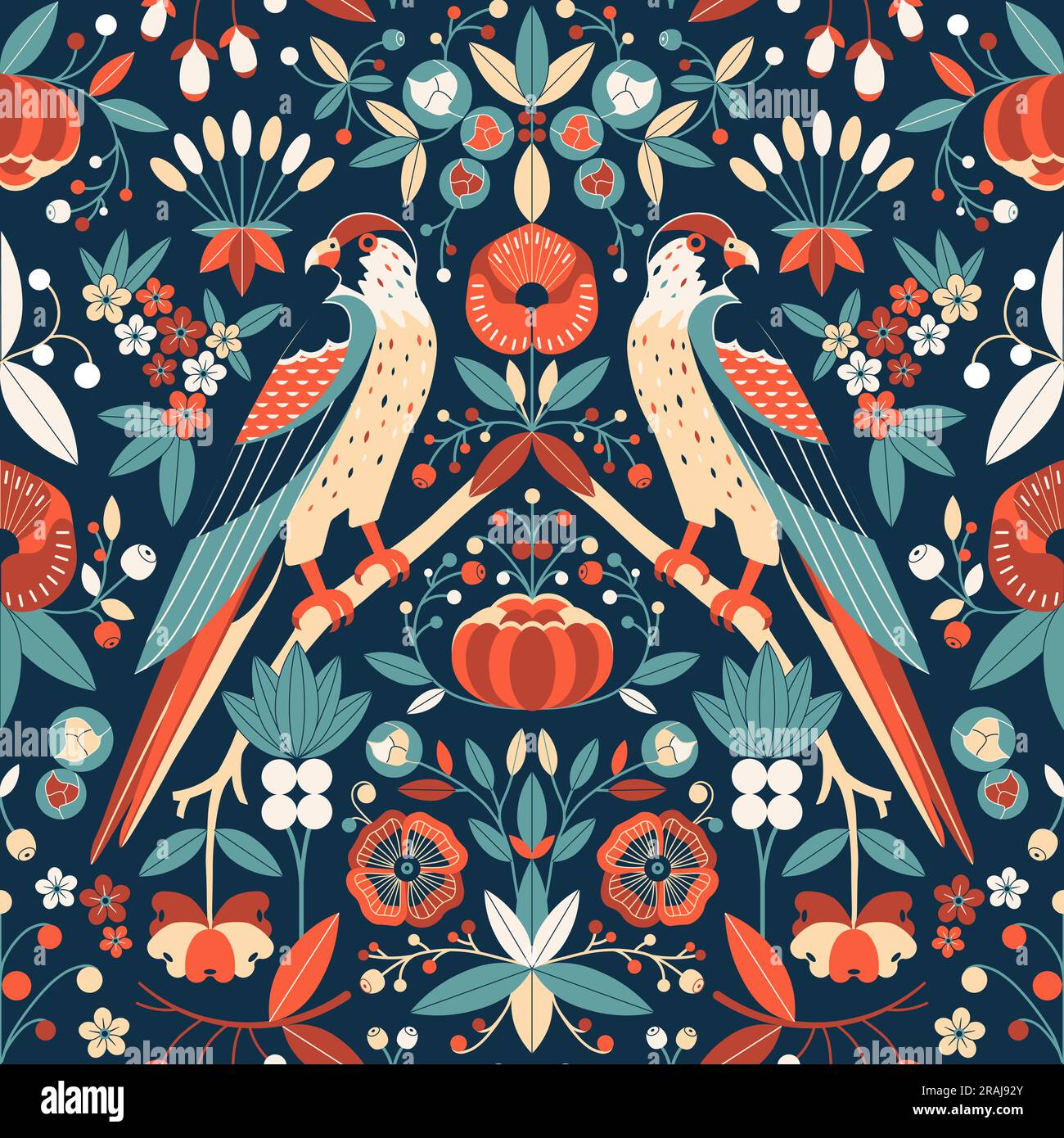 Birds in Art Nouveau Garden Vintage Pattern Stock Vector Image & Art