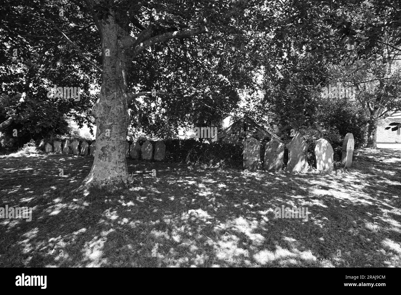ST NEWLYN EAST CHURCH AND GRAVE YARD WITH HEADSTONES AND PATH LINE WITH