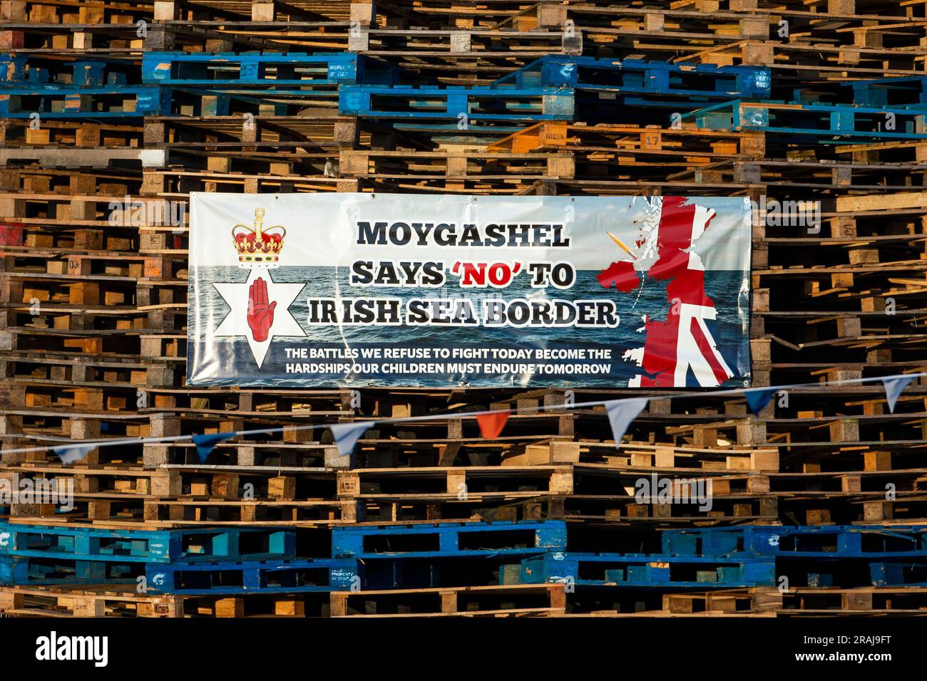 A Banner Reading No Irish Sea Border On The Moygashel Bonfire Co a-banner-reading-no-irish-sea-border-on-the-moygashel-bonfire-co