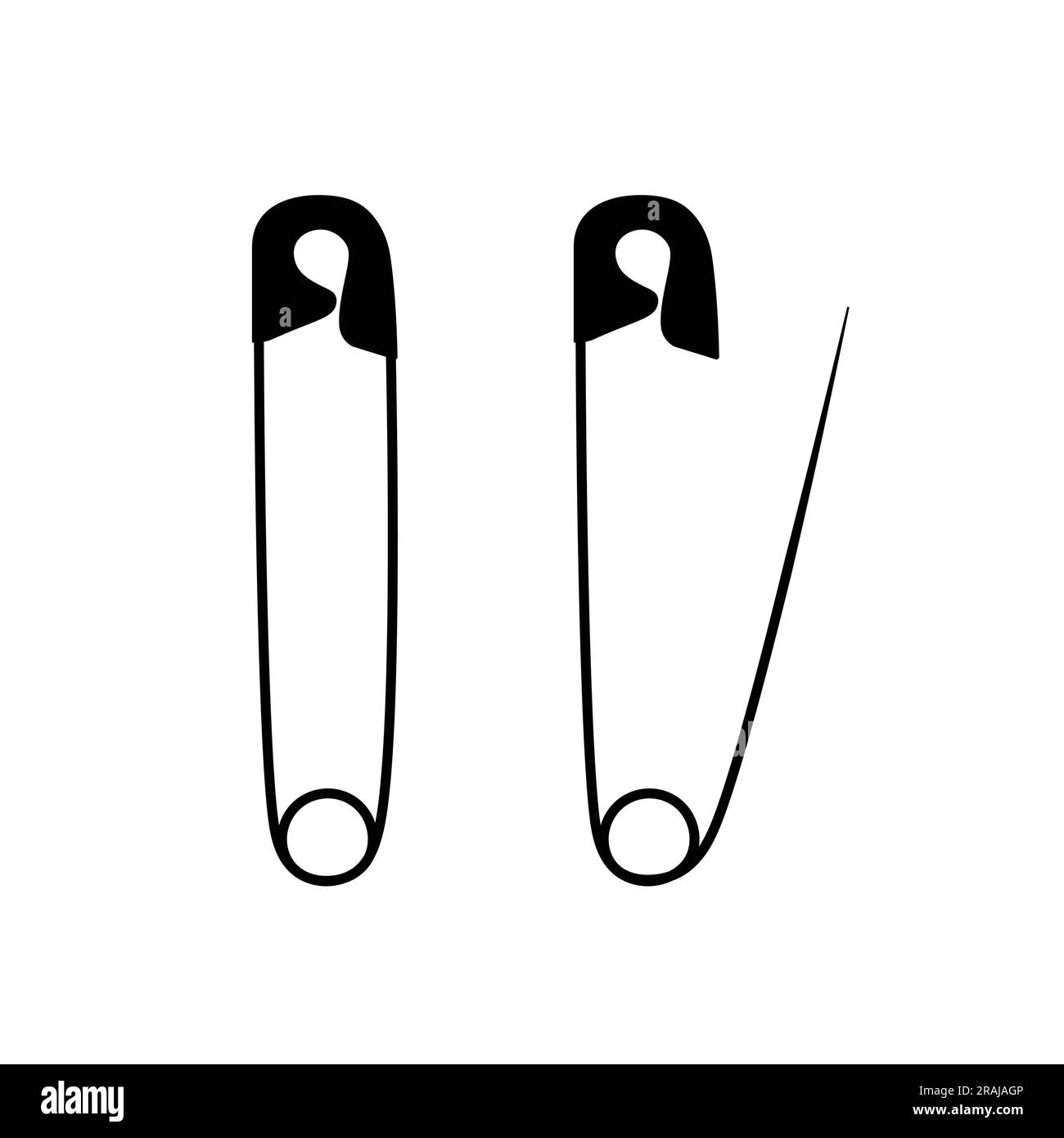 Safety pin silhouette flat vector. Safety pin black and white ...