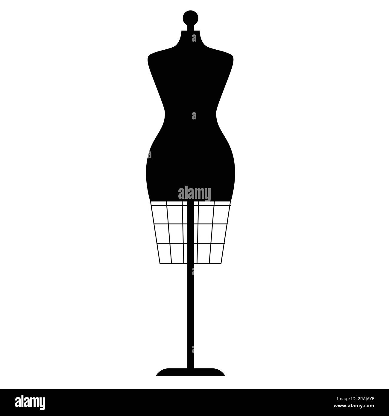 Female mannequin manikin silhouette flat vector. Dress form black and