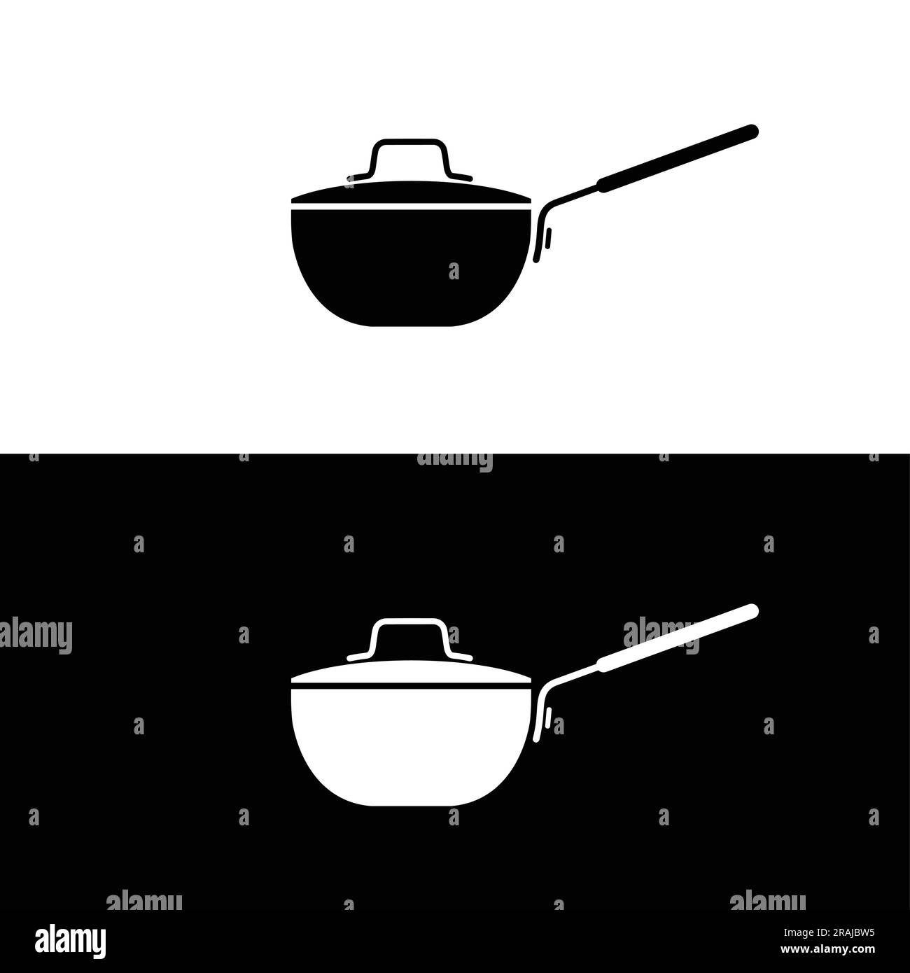Saucier silhouette flat vector. Kitchen utensil black and white icon