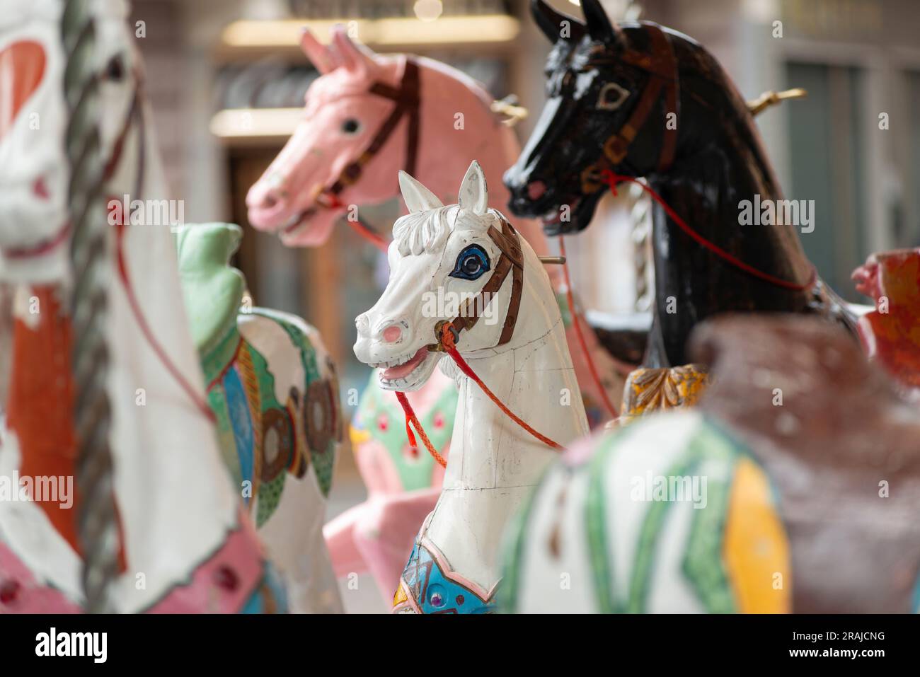 Italy, Lombardy, Vintage Carousel Horse Stock Photo