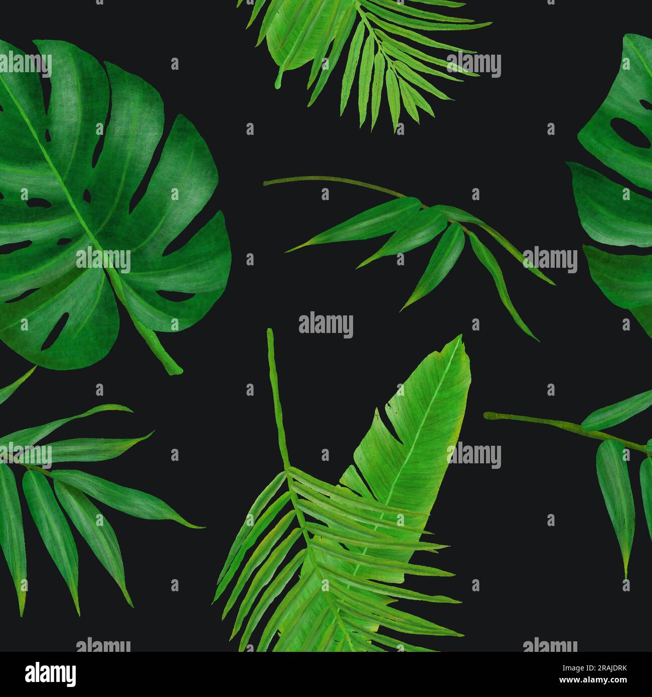 Tropical leaves seamless pattern dark vector Stock Vector