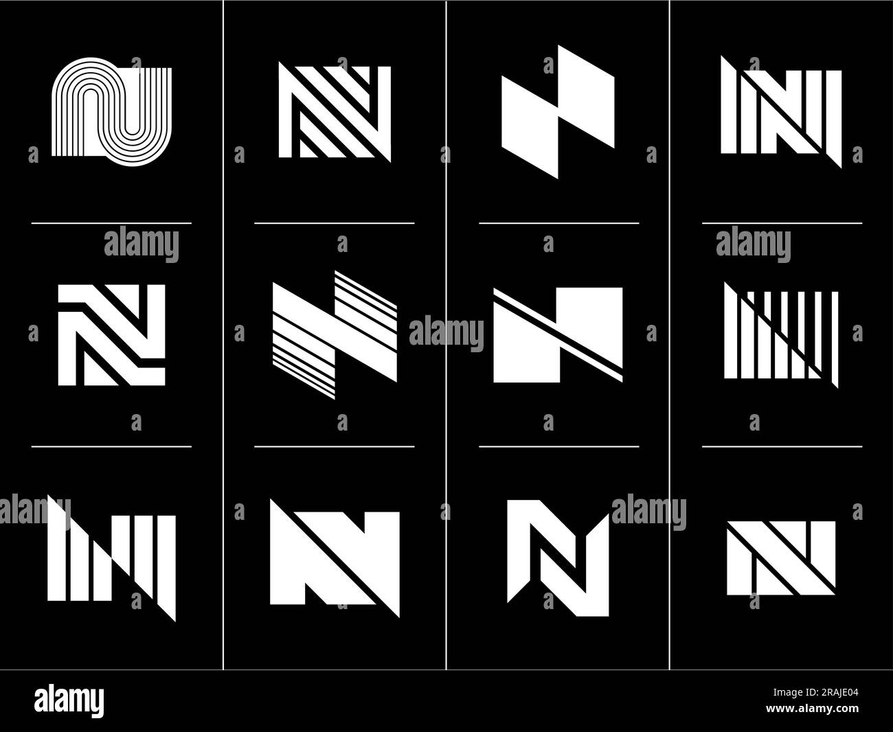 Digital company line letter N logo design set. Modern technology initial N logo. Stock Vector