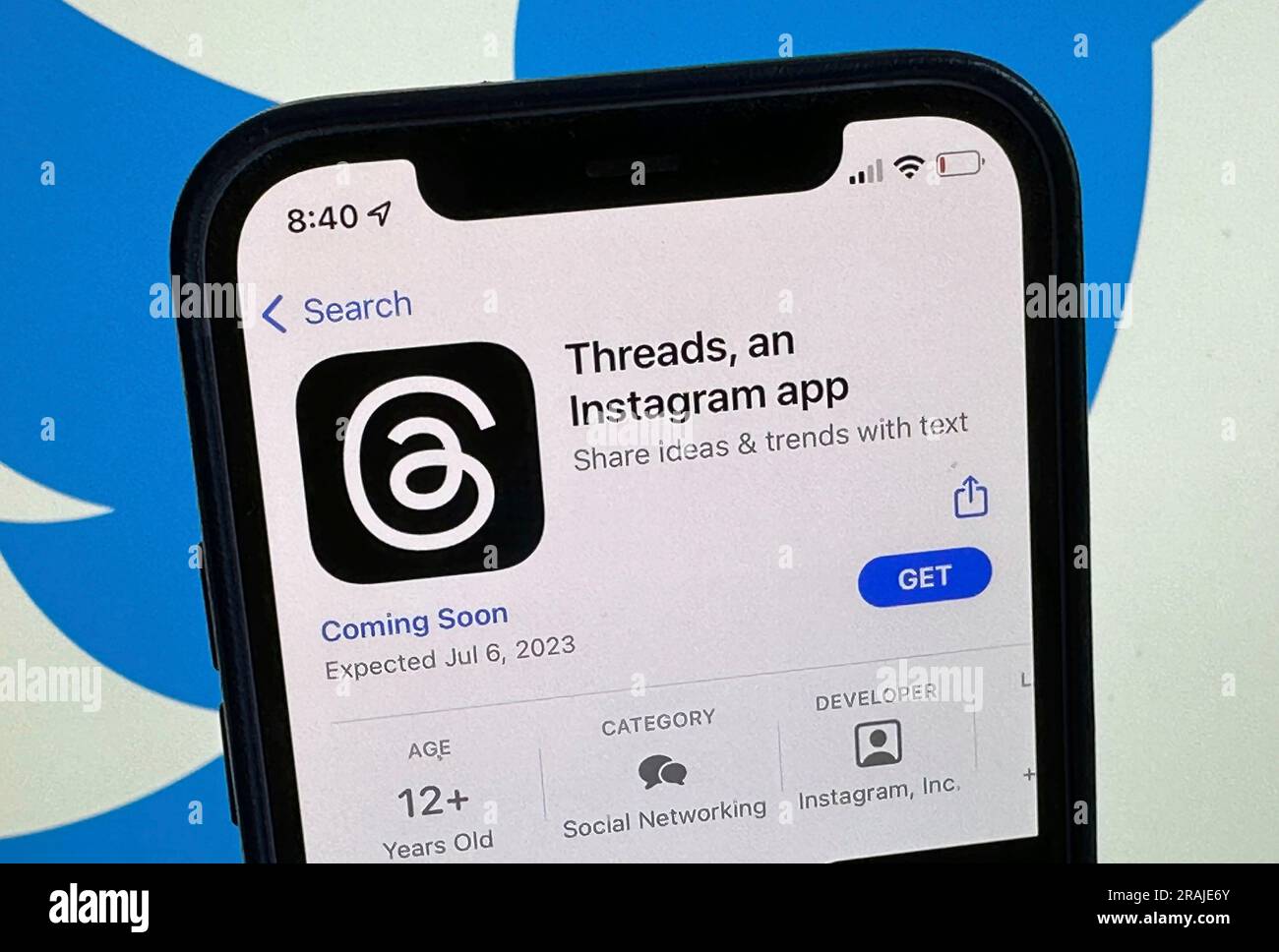 The announcement of the social media app 'Threads' is displayed in ...