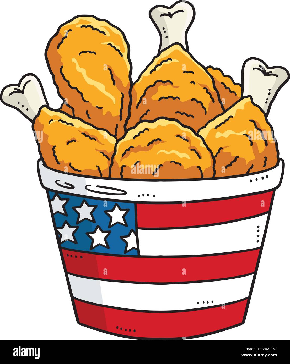 Bucket of Fried Chicken Cartoon Colored Clipart Stock Vector Image