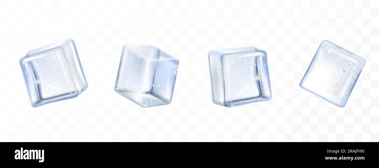 Ice cubes. Realistic transparent freeze water for alcohol and beverage