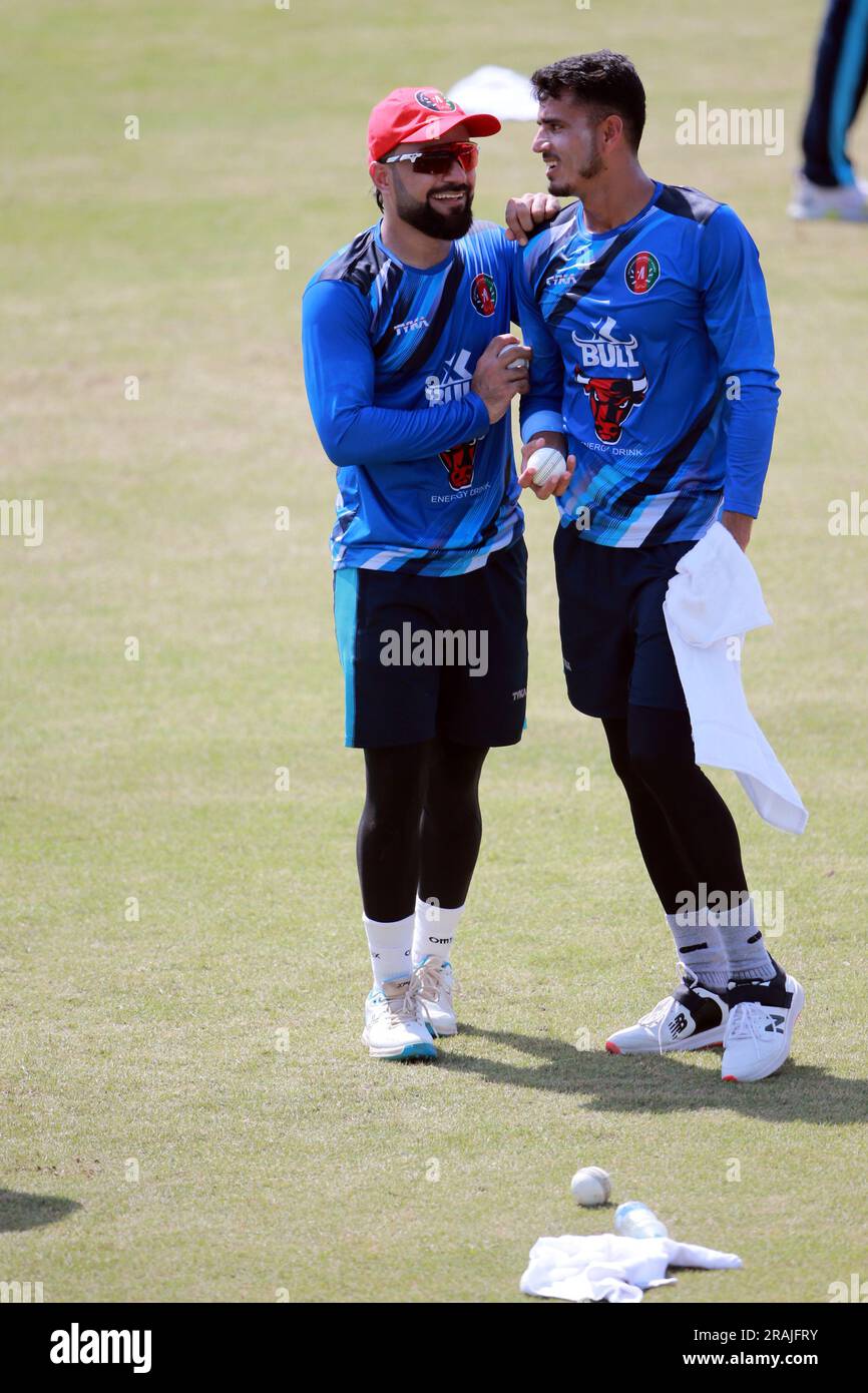 Mojeeb R Afghanistan Cricketer Rashid Khan (L) and Mujeeb Ur Rahman (R) during ...