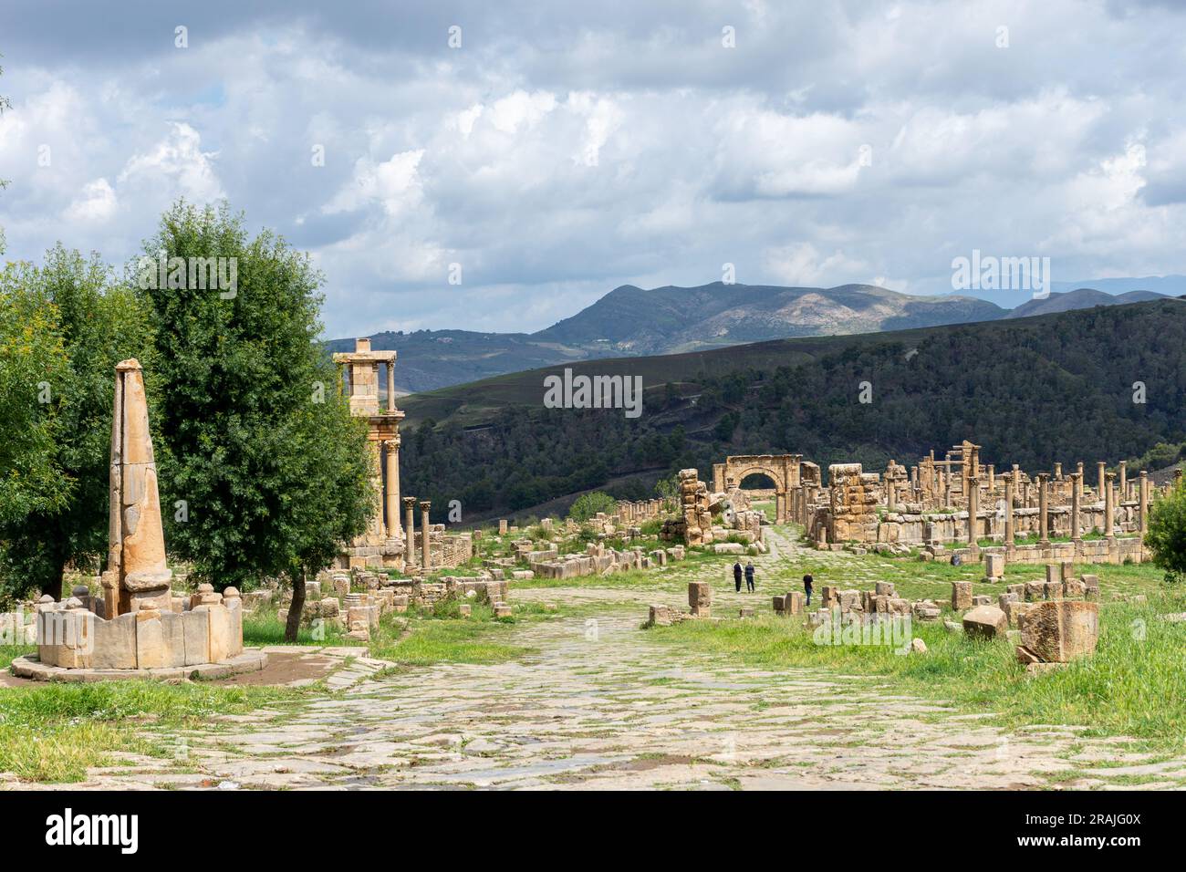 Roman fountain in the ancient town of Cuicul. UNESCO world heritage site. Stock Photo