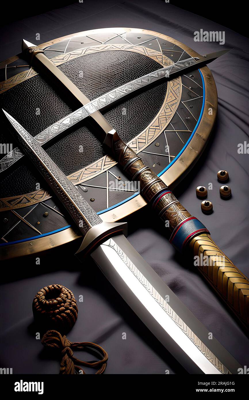 Photo Shield, sword, saber, coat of arms, edged weapons, cold weapons