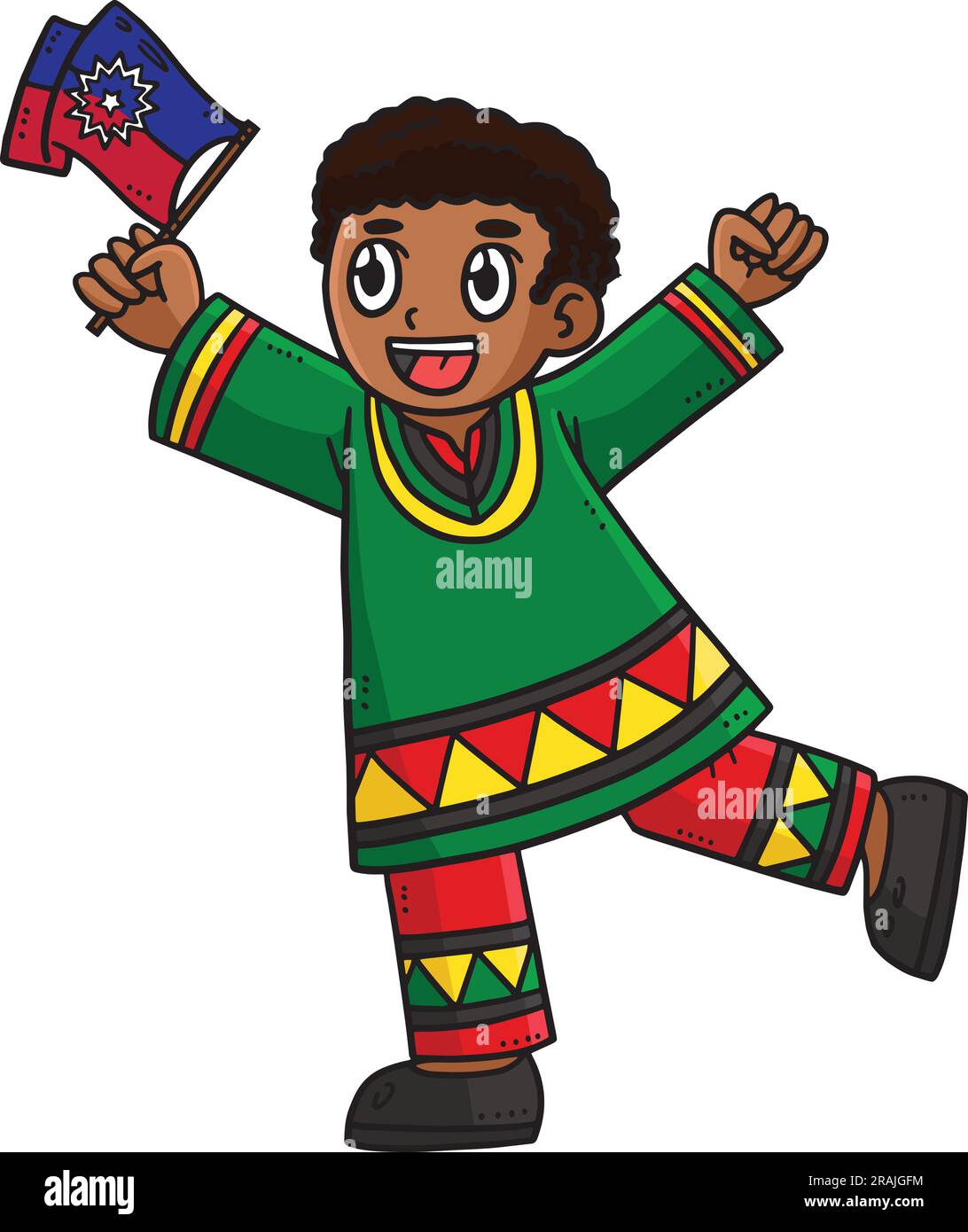 african-american-boy-and-flag-cartoon-clipart-stock-vector-image-art