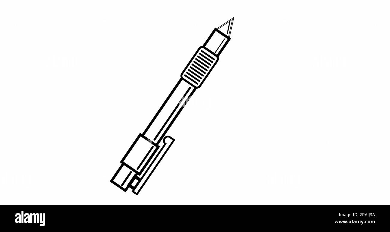 Illustration of black outlined pen with copy space on white background Stock Photo
