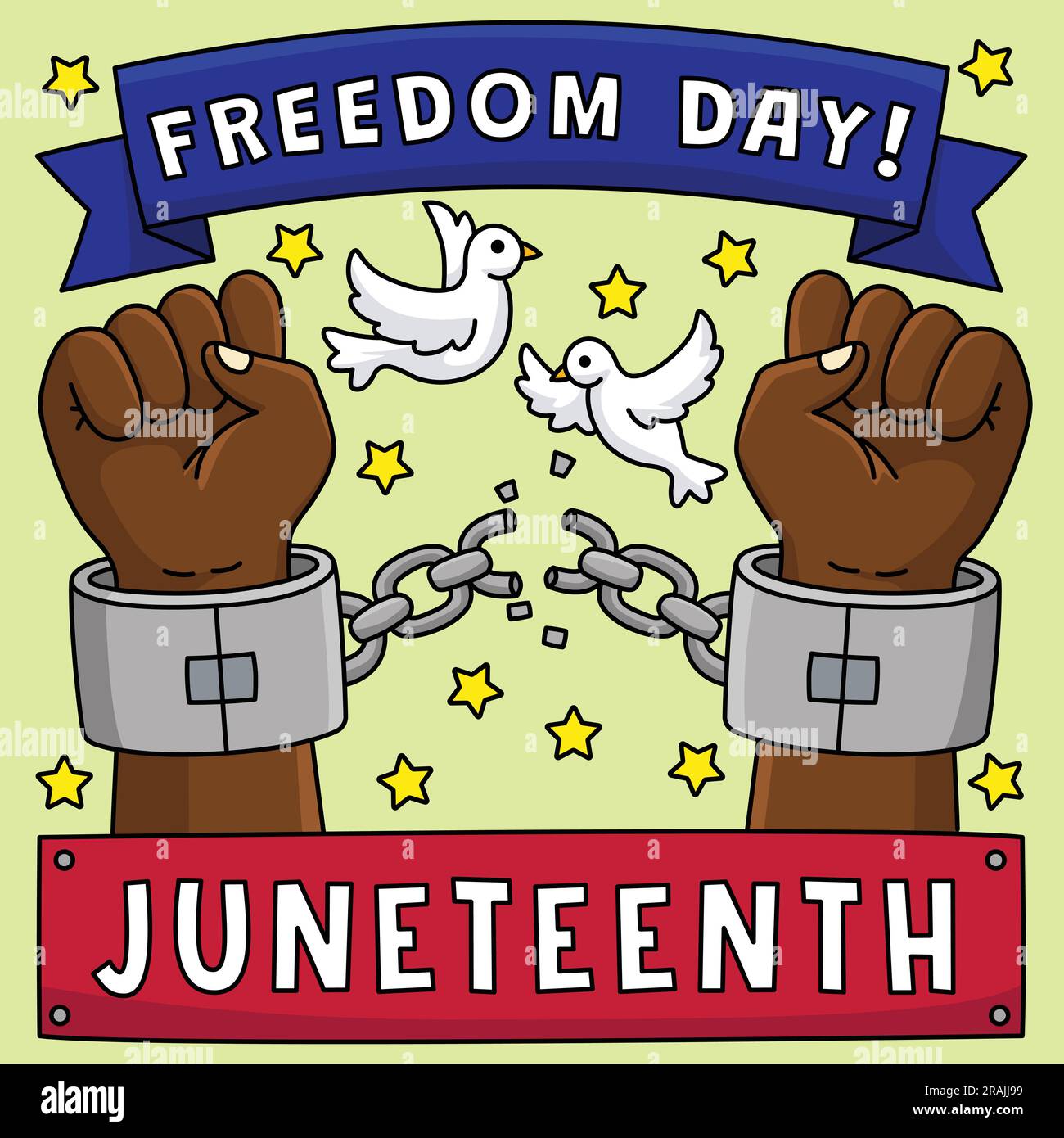Juneteenth Broken Chains Freedom Day Colored Stock Vector Image & Art