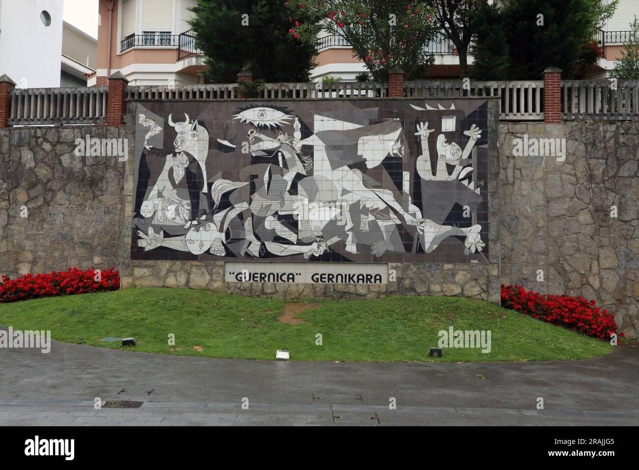 A tiled reproduction of Pablo Picasso’s Guernica, in the town of Guernica in the Basque Country, northern Spain Stock Photo