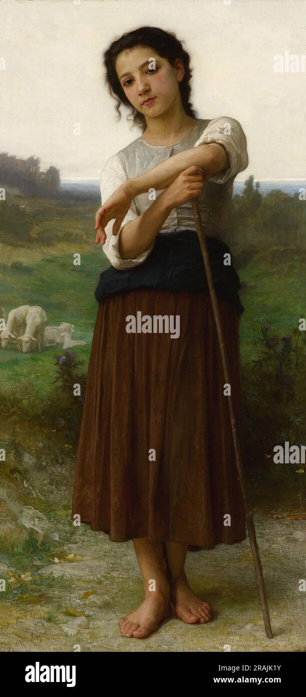 Young Shepherdess Standing 1887 by William Adolphe Bouguereau