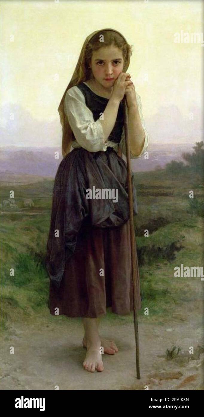 A Little Shepherdess 1891 by William-Adolphe Bouguereau Stock Photo