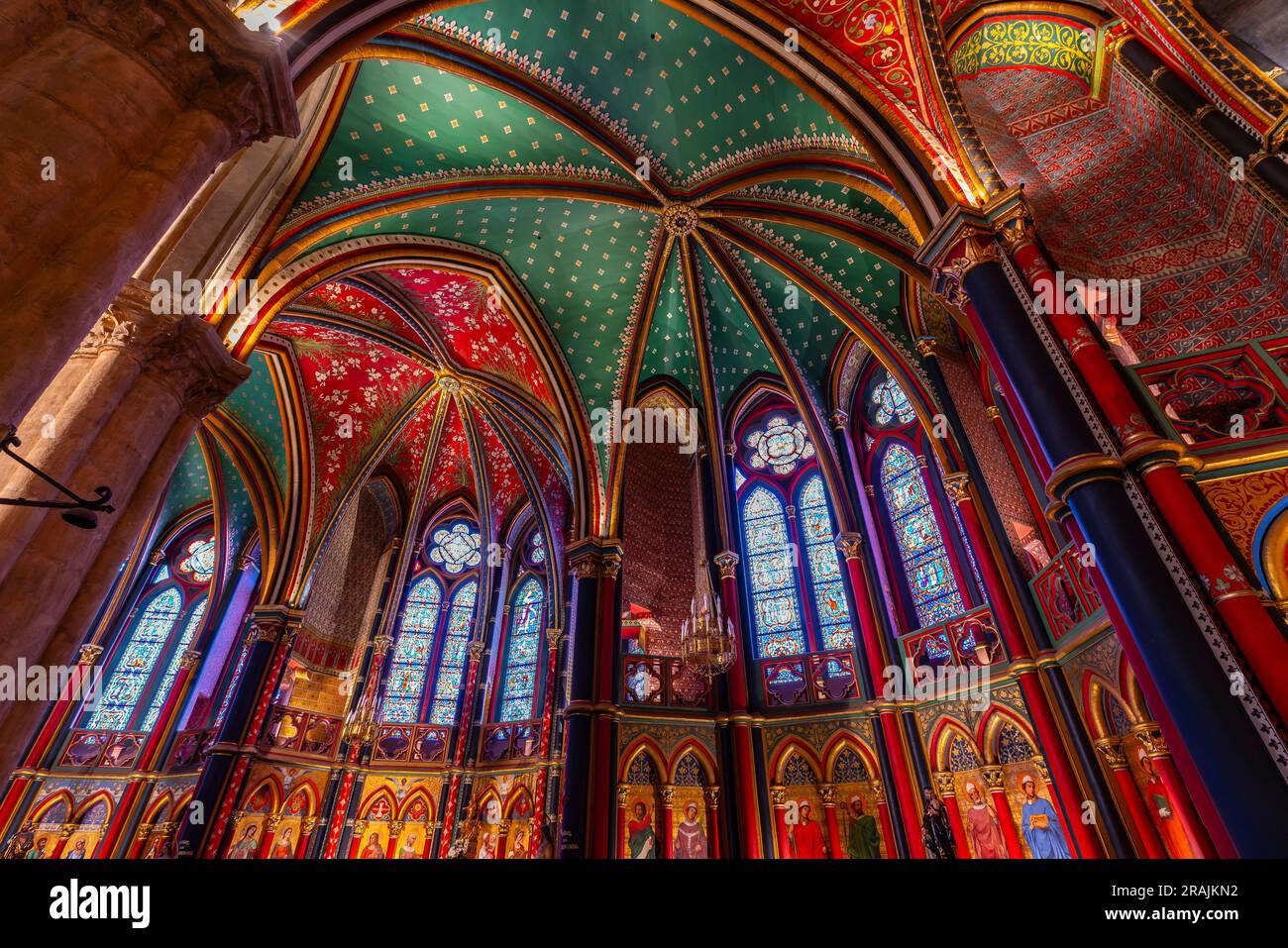 Interior of Gothic Cathedral of Our Lady of Bayonne. France. Stock Photo