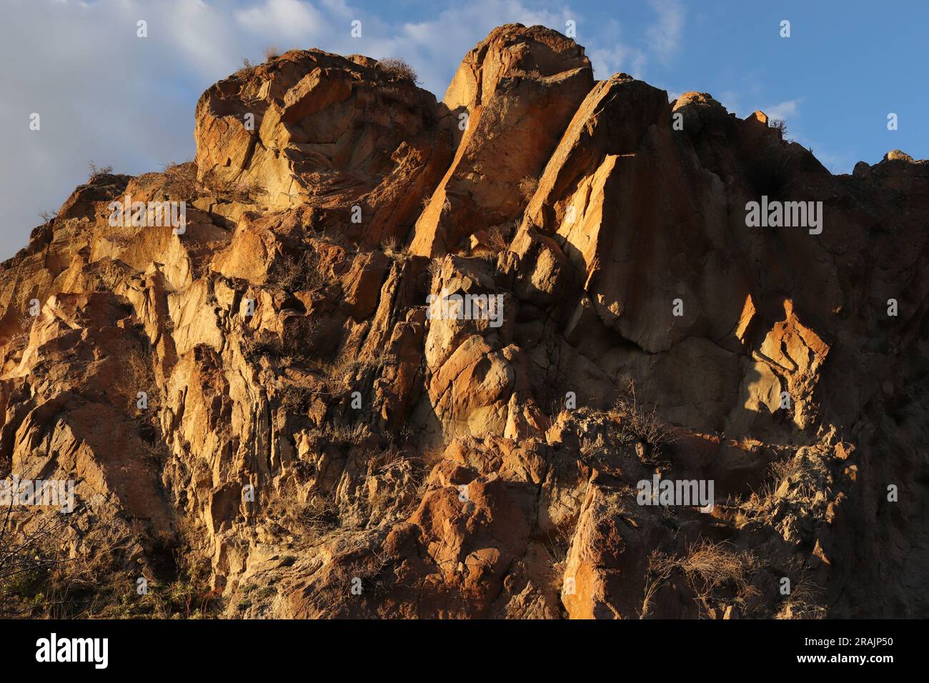 Lay Red Rocks Layered rocks and hills. Surface of a natural stone brown colour Stock ...