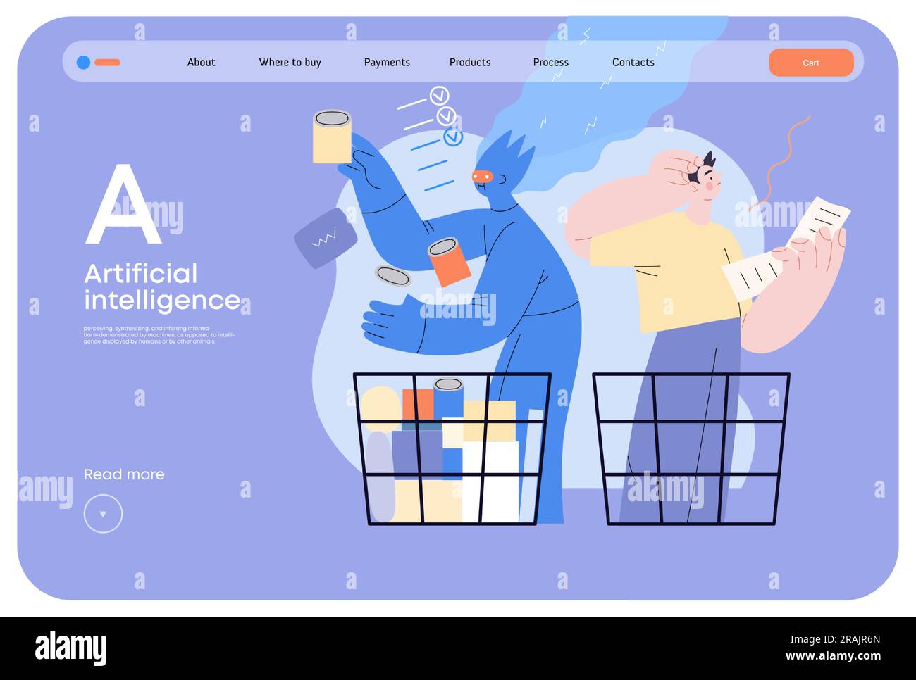 Artificial intelligence, Shopping modern flat vector concept