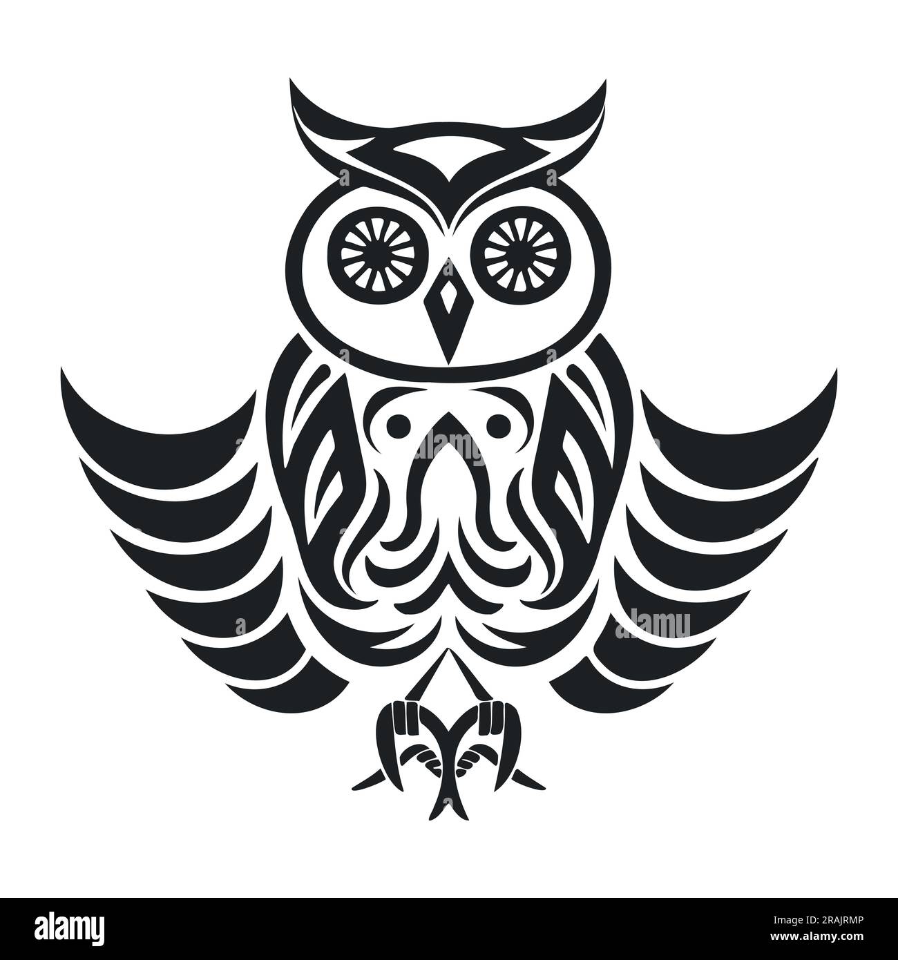 cartoon owl outline design with editable lines on a white background