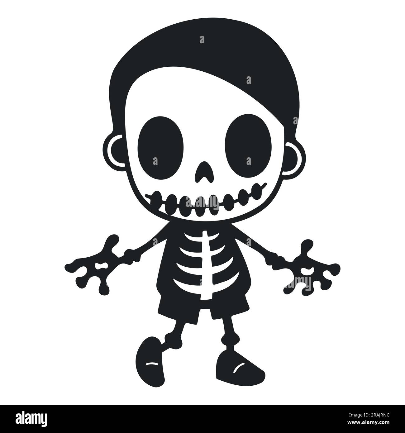 halloween. Boy Frankenstein. black and white drawing Stock Vector