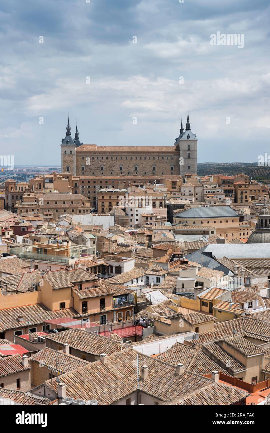 Alcazar Toledo Spain, view of the 16th Century Alcazar fortress, now home to the Museo del Ejercito, sited in the central Old Town area of Toledo. Stock Photo