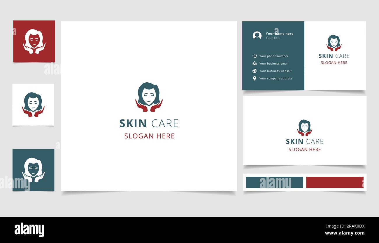 Skin care logo design with editable slogan. Branding book and business