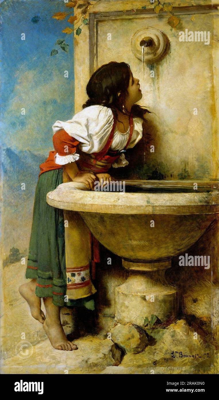 Léon Bonnat - Roman Girl at a Fountain, 1875 Stock Photo