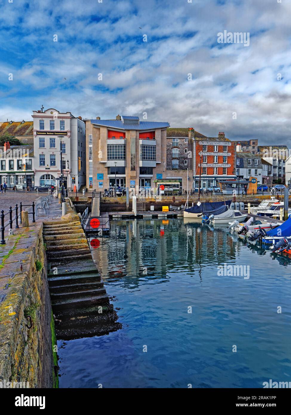 UK, Devon, Plymouth, The Barbican, Sutton Harbour, The Mayflower Museum Stock Photo