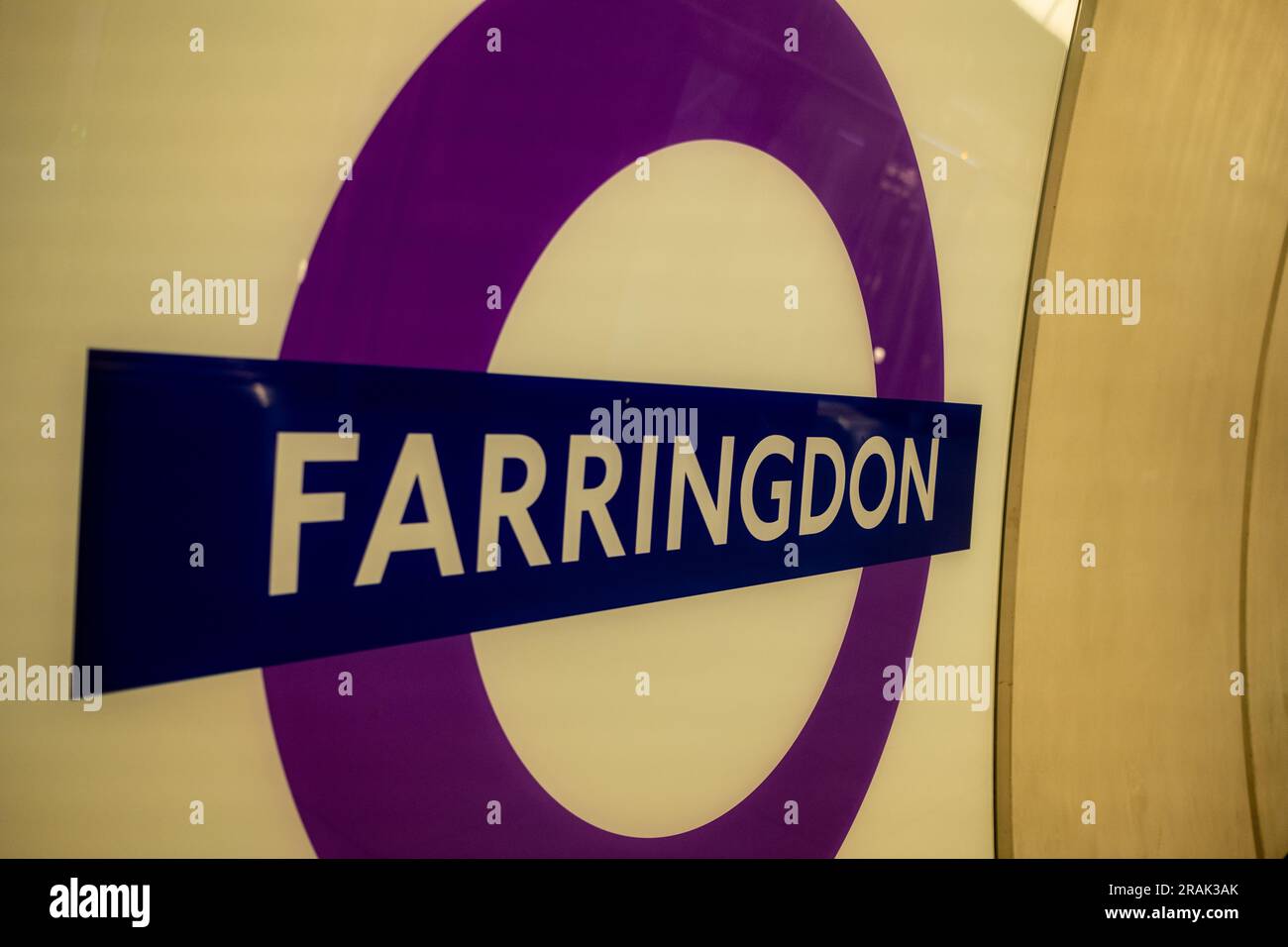 London June 2023 Farringdon Elizabeth Line Underground station logo
