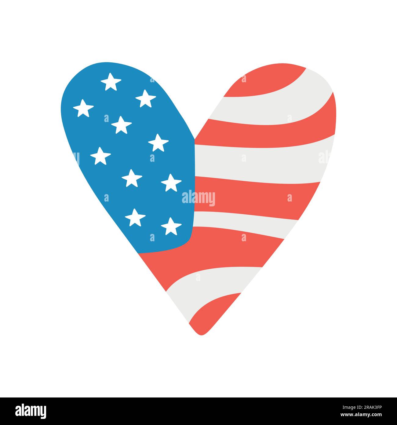 Vector hand drawn flat usa American flag heart isolated on white ...