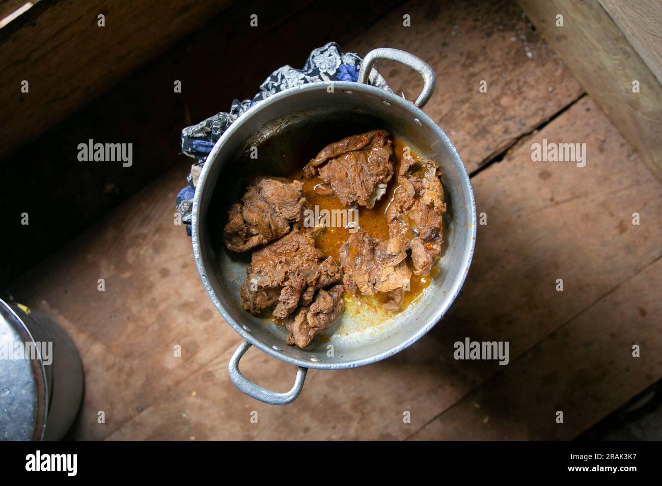Majaz stewed. The majaz or paca is a species of rodent for meat that is highly valued and commonly consumed in the Peruvian jungle. Stock Photo