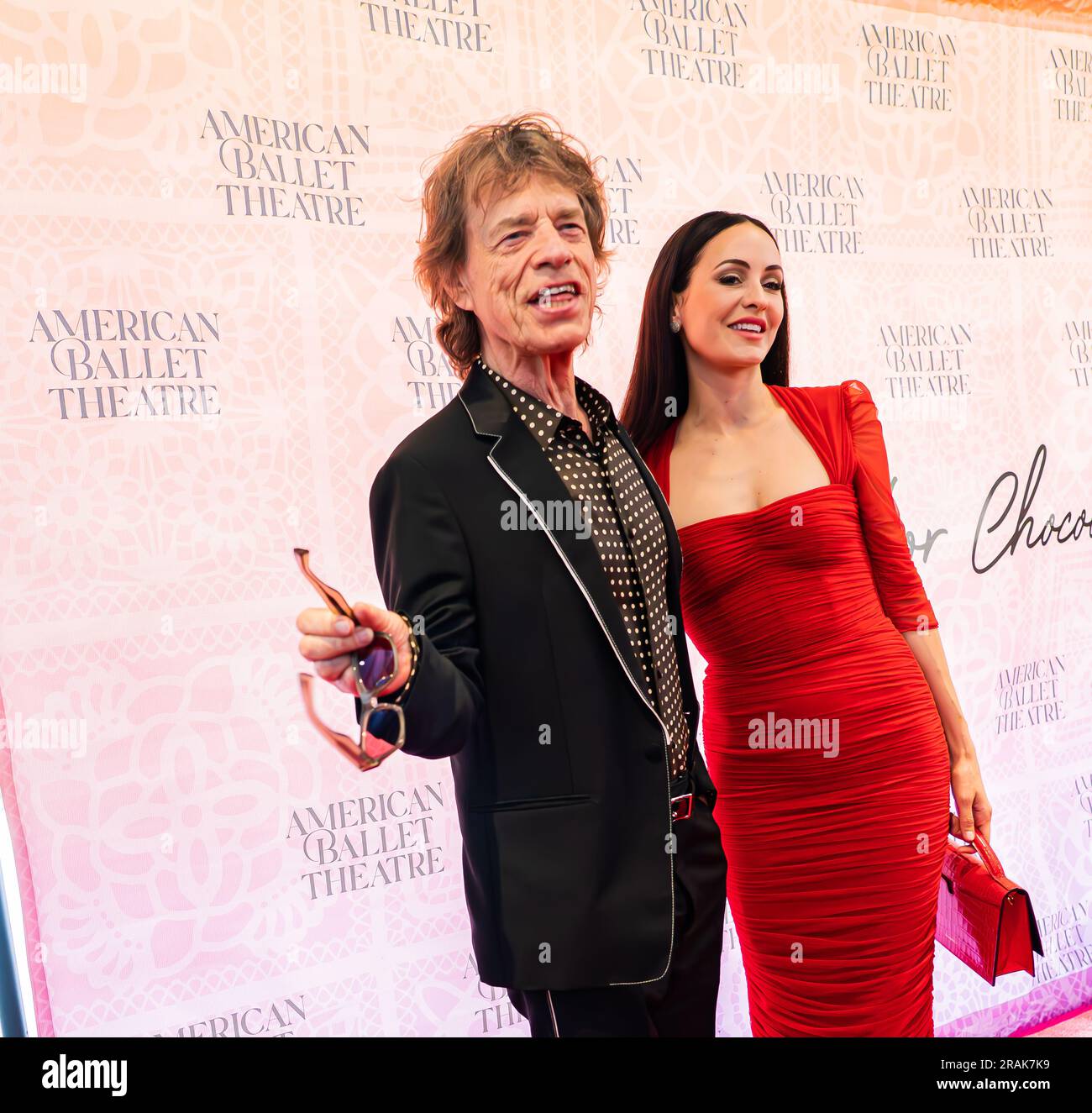 Lincoln Center, NYC - June 22, 2023: Mick Jagger and his girlfriend Melanie Hamlick at Red Carpet for Ballet Like water for chocolate Stock Photo
