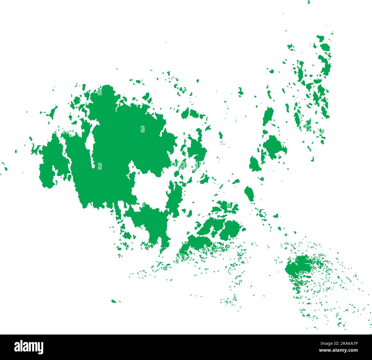 GREEN CMYK color map of ALAND ISLANDS, FINLAND Stock Vector