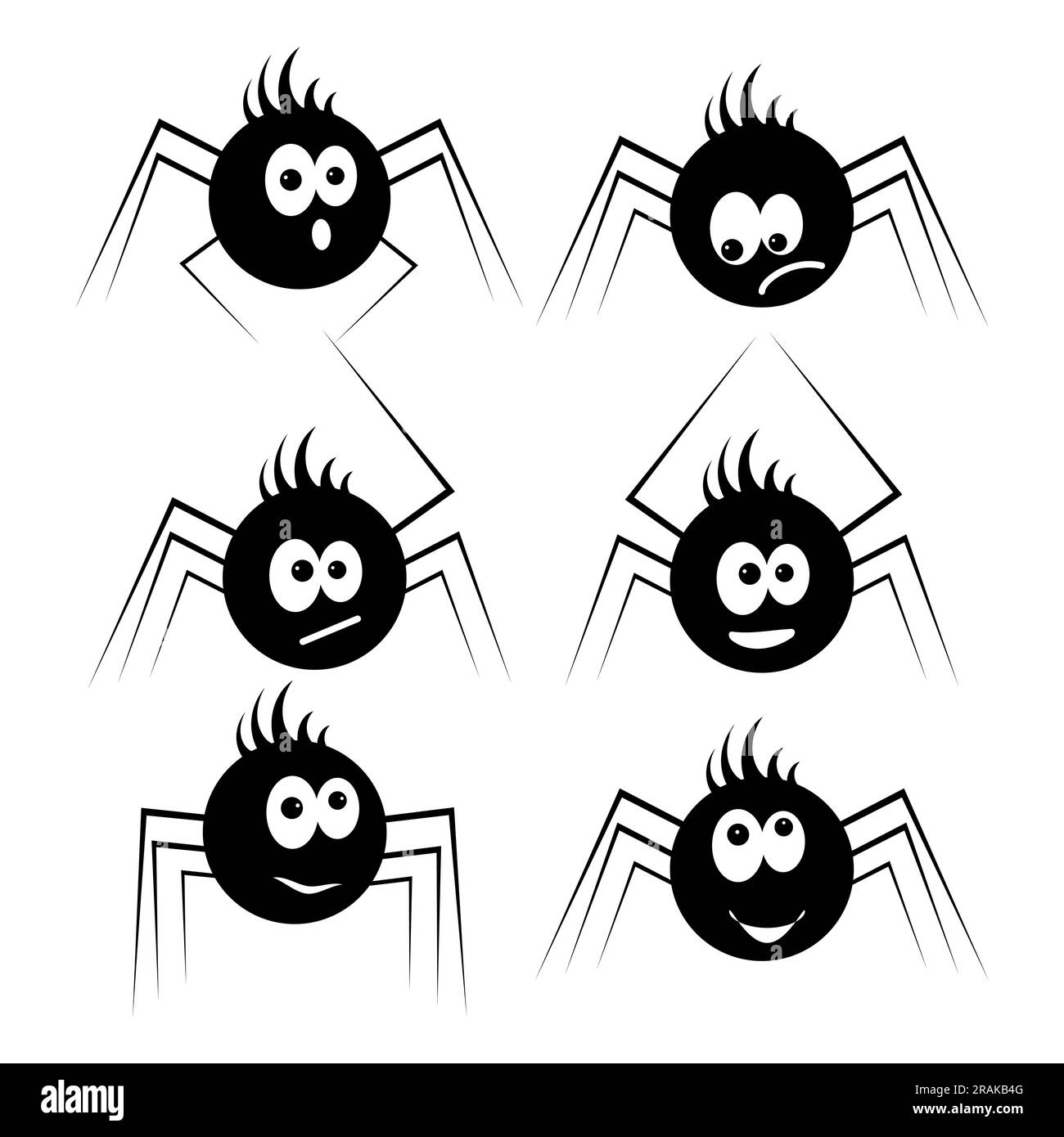 Set Of Cartoon Black Spiders Funny And Cute Characters Vector set-of-cartoon-black-spiders-funny-and-cute-characters-vector