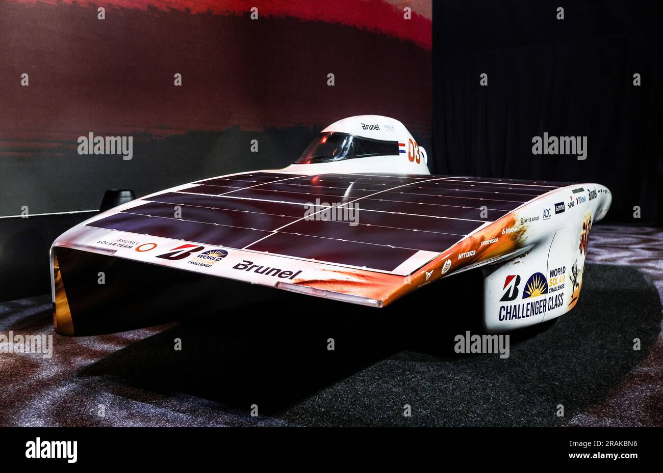 AMSTERDAM - The Nuna 12 of the Brunel Solar Team. TU Delft students are preparing for the Bridgestone World Solar Challenge, the world championship for solar-powered cars in Australia. ANP EVA PLEVIER netherlands out - belgium out Stock Photo