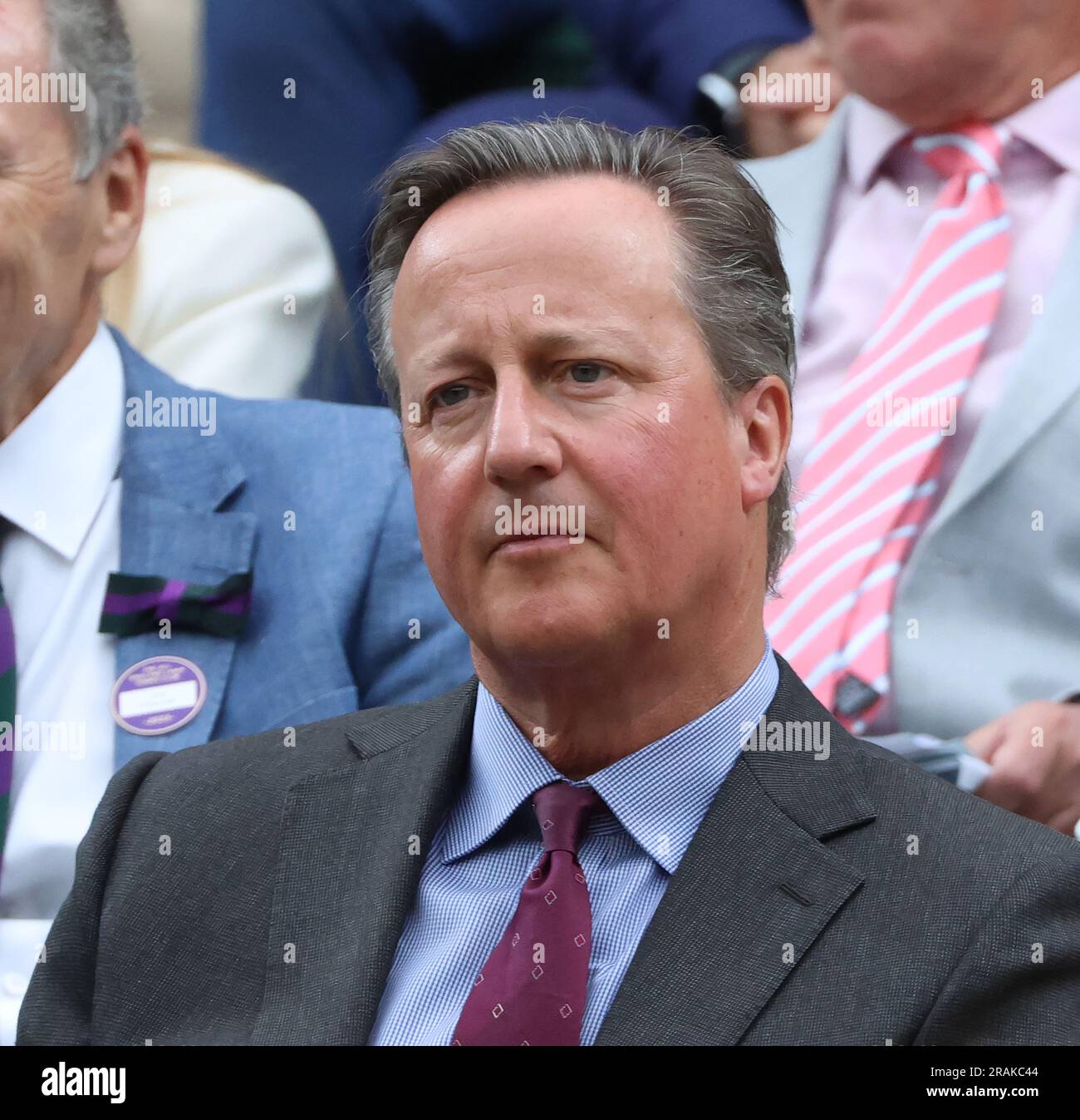 London, UK. 04th July, 2023. Former British Prime Minister David Cameron watches the tennis in the Royal box on centre court on day two of the 2023 Wimbledon championships in London on Tuesday, July 04, 2023. Photo by Hugo Philpott/UPI Credit: UPI/Alamy Live News Stock Photo