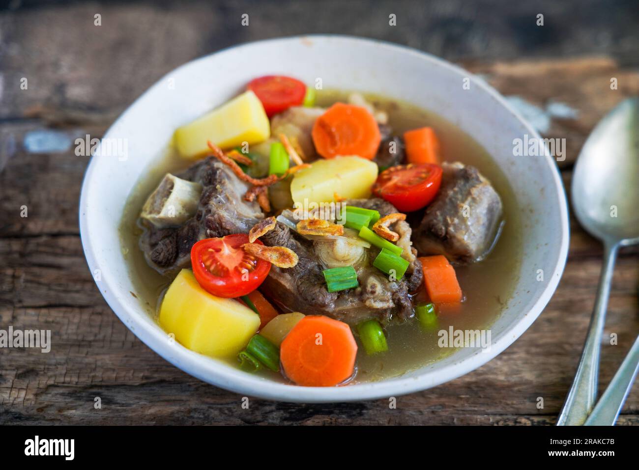 Indonesian Oxtail Soup : Sop Buntut Stock Photo