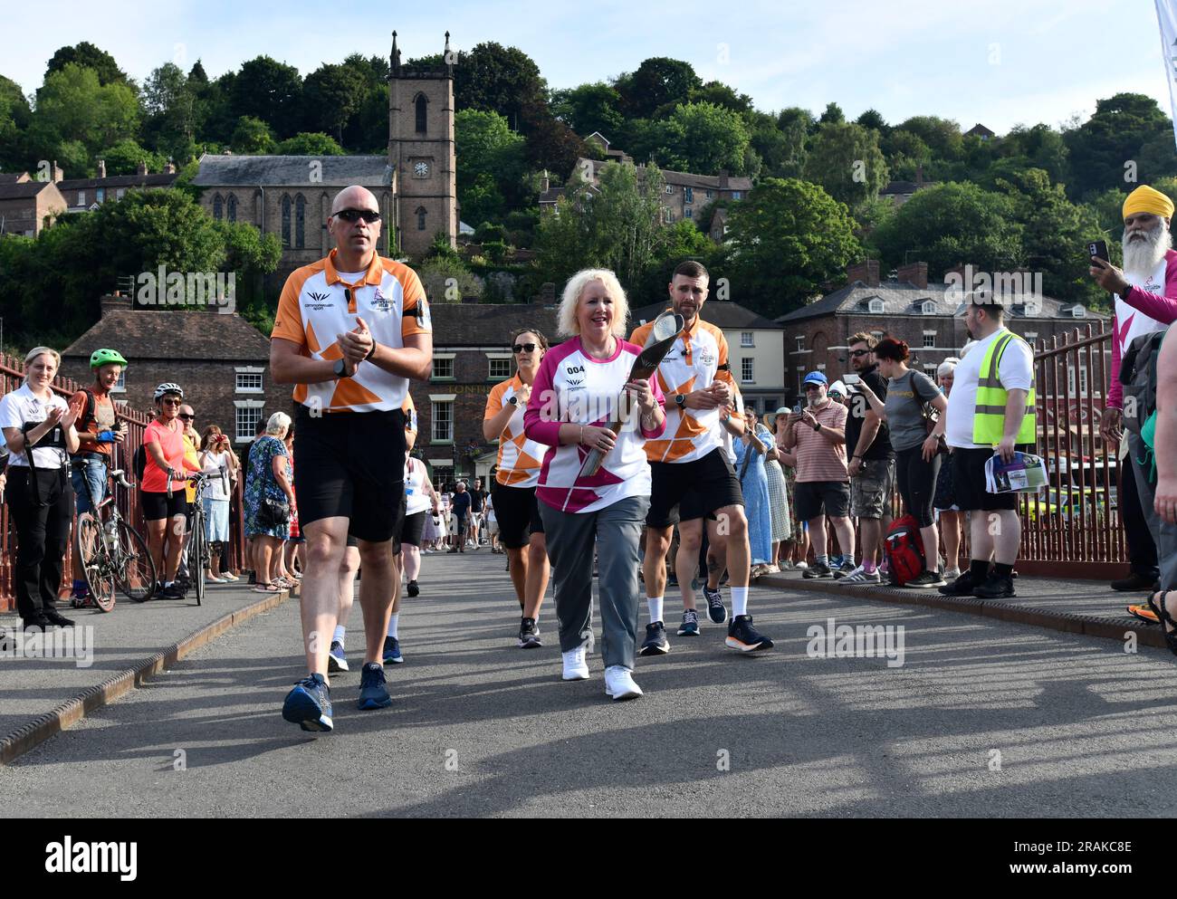 The Commonwealth Games Queen's Baton Relay crossing the Ironbridge
